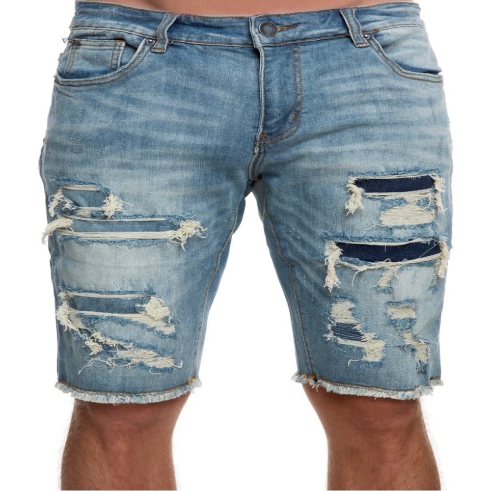 Embellished Men Light Washed Shorts